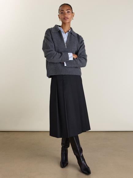 Baukjen Vicky Pleated Wrap Midi Skirt, Black, Black