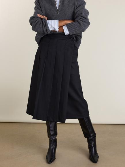 Baukjen Vicky Pleated Wrap Midi Skirt, Black - view 2, Black