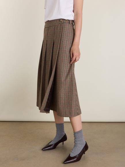 Baukjen Vicky Puppytooth Check Wrap Midi Skirt, Neutral - view 2, Neutral