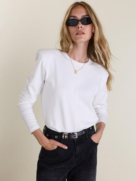 Baukjen Alexa Padded Shoulder Jersey Top, White, White