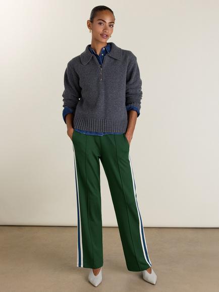 Baukjen Marjorie Stripe Trousers, containing LENZING™ ECOVERO™ Viscose, Green/Cream/Blue - view 2, Green/Cream/Blue