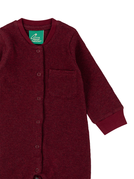 Little Green Radicals Baby Long Sleeve Waffle Playsuit Bodysuit, Purple - view 2, Purple