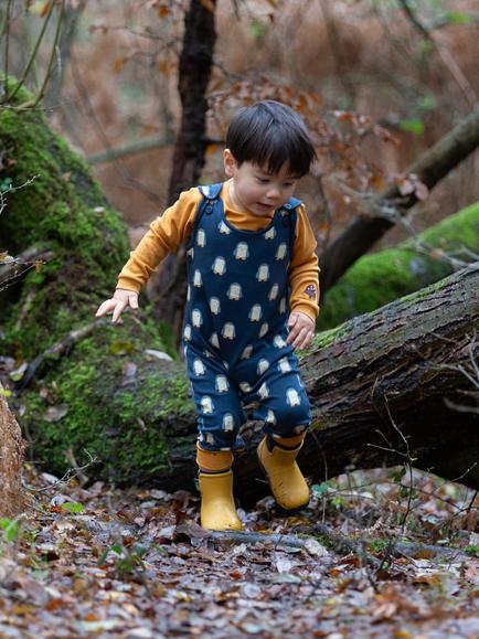 Little Green Radicals Kids' Penguins Dungarees, Navy - view 2, Navy