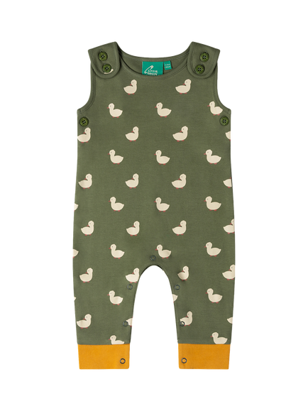 Little Green Radicals Baby Duck Print Everyday Dungarees, Green, Green