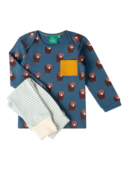 Little Green Radicals Kids' Bears Top and Joggers Set, Blue, Blue