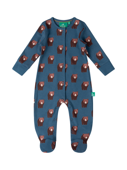 Little Green Radicals Baby Bears Cotton Bodysuit, Blue, Blue
