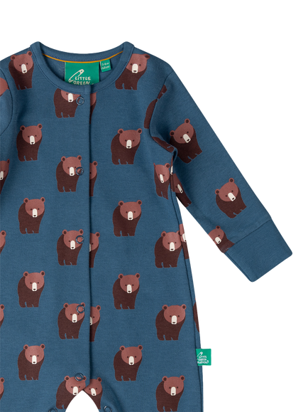 Little Green Radicals Baby Bears Cotton Bodysuit, Blue - view 2, Blue