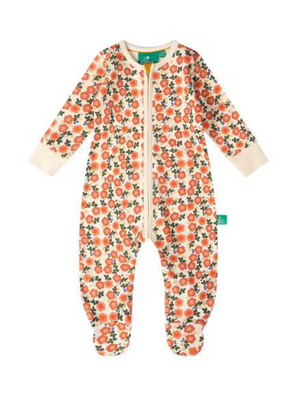 Little Green Radicals Baby Petal Print Zip Babygrow Sleepsuit, Multi, Multi