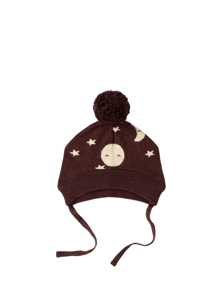 Little Green Radicals Baby Moon Bobble Hat, Brown, Brown