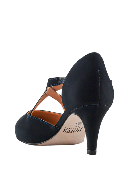 Jones Bootmaker Ysa Wide Fit Leather Stiletto Heel Court Shoes, Navy - view 2, Navy