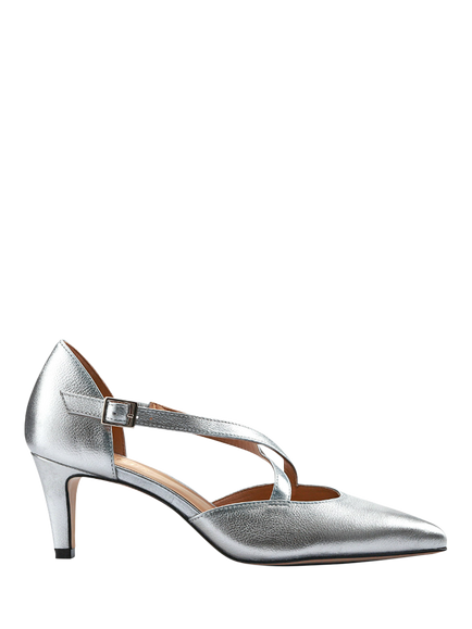 Jones Bootmaker Ysa Wide Fit Leather Stiletto Heel Court Shoes, Silver, Silver
