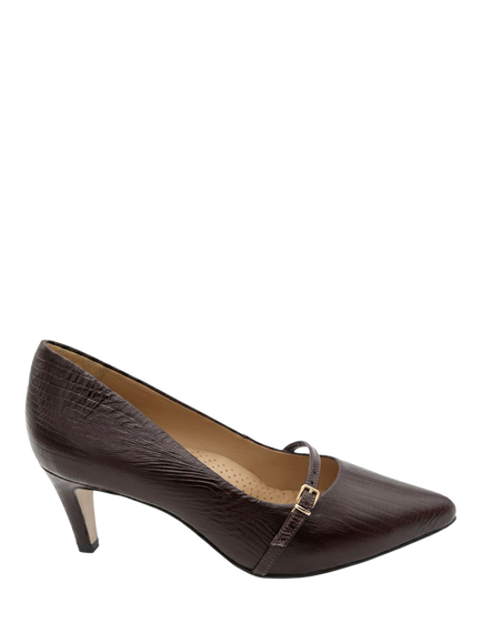 Jones Bootmaker Zienna Wide Fit Leather Stiletto Heel Mary Janes, Brown, Brown