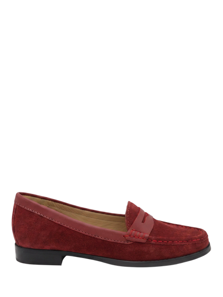 Jones Bootmaker Tamsyn Wide Fit Smart Suede Penny Loafers, Red, Red