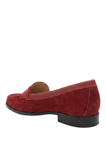 Jones Bootmaker Tamsyn Wide Fit Smart Suede Penny Loafers, Red - view 2, Red