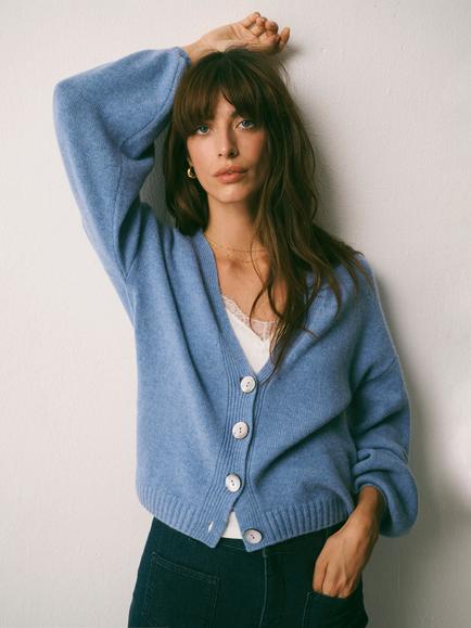 NRBY Maggie Cashmere Cardigan, Cornflower Blue