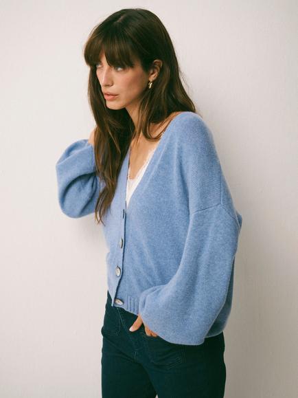 NRBY Maggie Cashmere Cardigan - view 2, Cornflower Blue