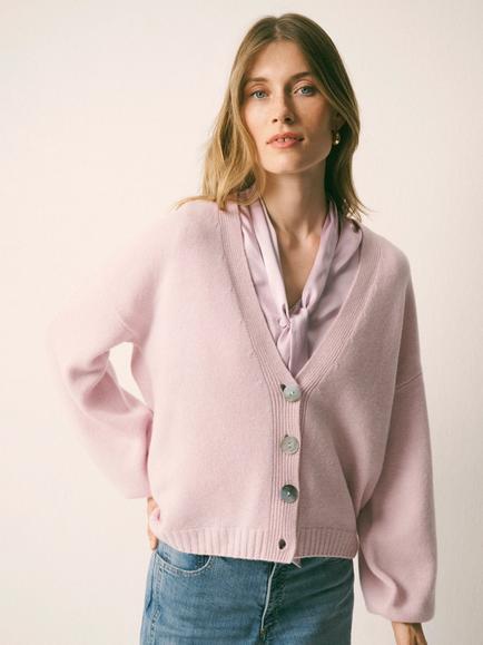 NRBY Maggie Cashmere Cardigan, Soft Pink