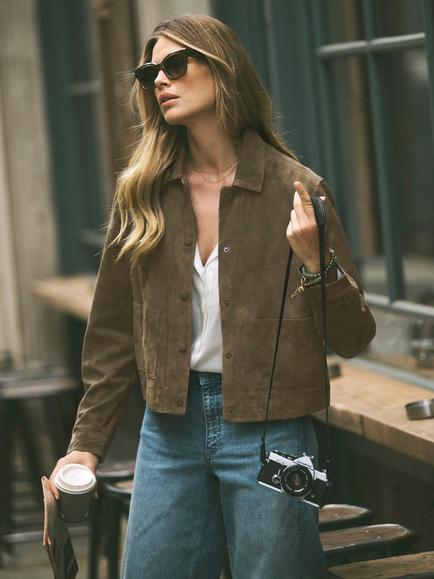 NRBY Eliza Suede Jacket, Khaki, Khaki