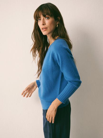 NRBY Henri Cashmere Jumper, Delft Blue - view 2, Delft Blue