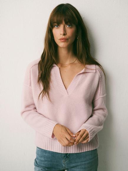 NRBY Sydney Cashmere Collared Jumper, Soft Pink, Soft Pink