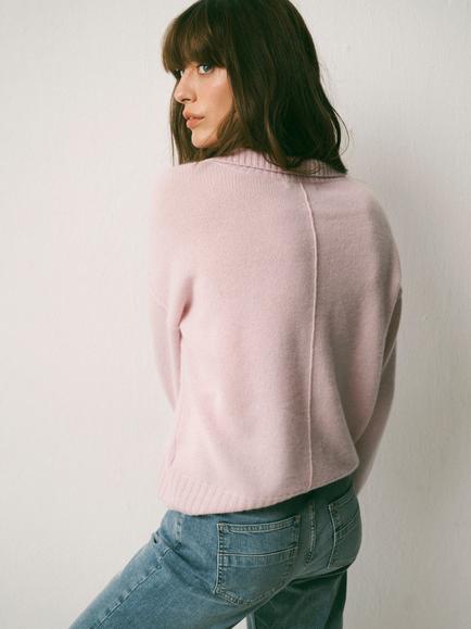 NRBY Sydney Cashmere Collared Jumper, Soft Pink - view 2, Soft Pink
