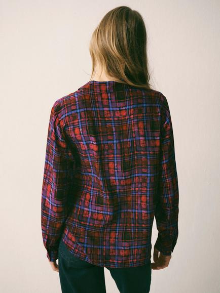 NRBY Chiara Silk Check Print Shirt, Multi - view 2, Multi