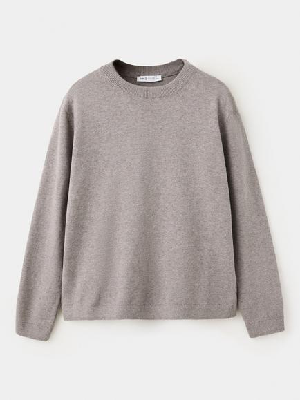 Mango Kids' Hugo Cotton Crew Neck Jumper, Taupe, Taupe