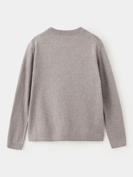 Mango Kids' Hugo Cotton Crew Neck Jumper, Taupe - view 2, Taupe