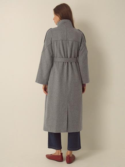 Monsoon Elise Wool Blend Funnel Neck Coat, Grey - view 2, Grey