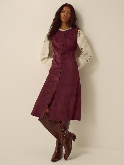 Monsoon Isabel Flared Sleeveless Midi Dress, Burgundy, Burgundy