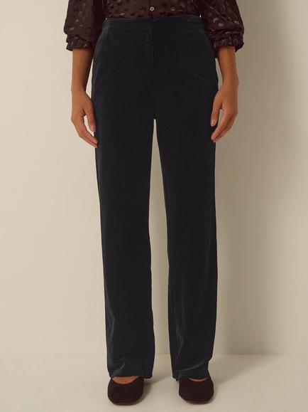 Monsoon Mila Velvet Wide Leg Trousers, Black