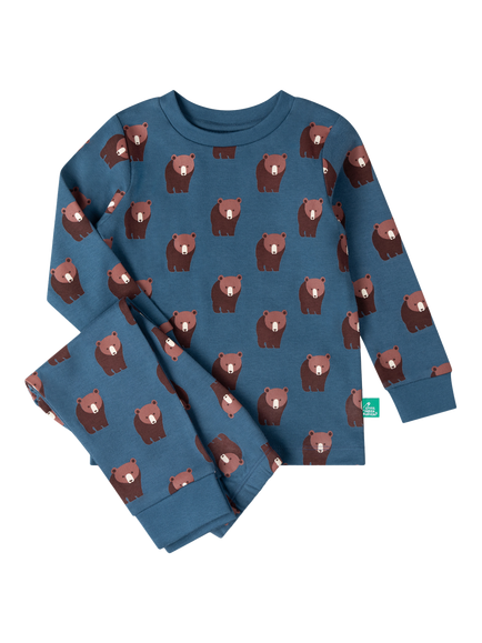 Little Green Radicals Kids' Bears Pyjama Set, Blue, Blue