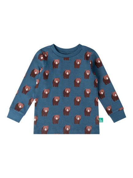 Little Green Radicals Kids' Bears Pyjama Set, Blue - view 2, Blue