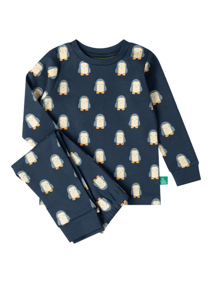 Little Green Radicals Kids' Penguins Pyjama Set, Navy, Navy