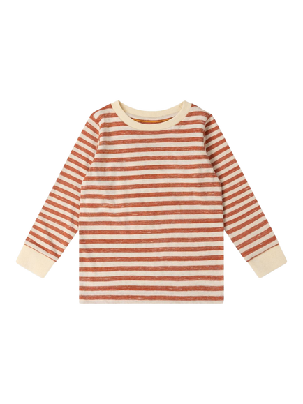 Little Green Radicals Kids' Ochre Stripe Pyjama Set, Red - view 2, Red