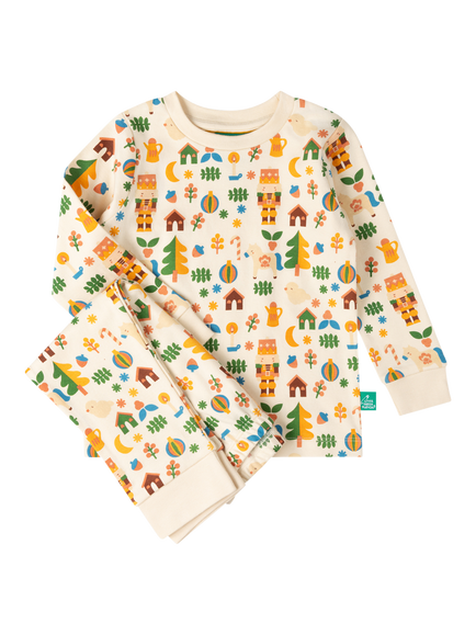 Little Green Radicals Kids' Toy Box Print Cotton Long Sleeve Pyjama Set, Multi, Multi