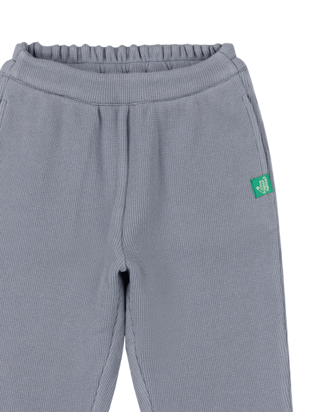 Little Green Radicals Kids' Waffle Trousers, Blue - view 2, Blue