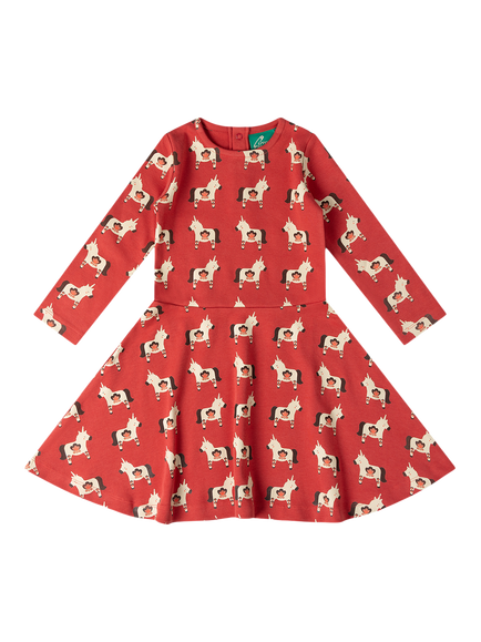 Little Green Radicals Baby Long Sleeve Unicorn Print Dress, Purple, Purple