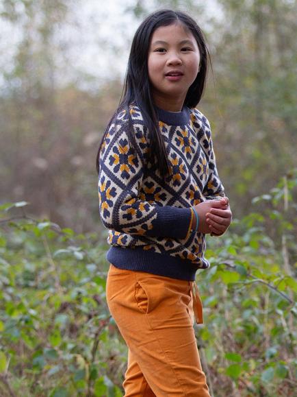 Little Green Radicals Kids' Diamond Knit Cotton Jumper, Multi - view 2, Multi