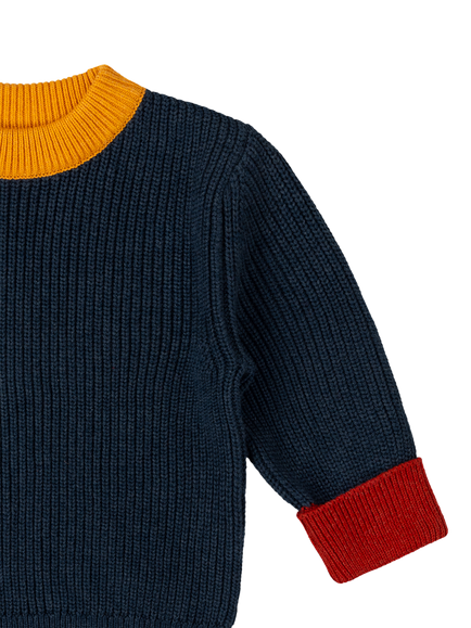 Little Green Radicals Kids' Midnight Knit Jumper, Blue - view 2, Blue