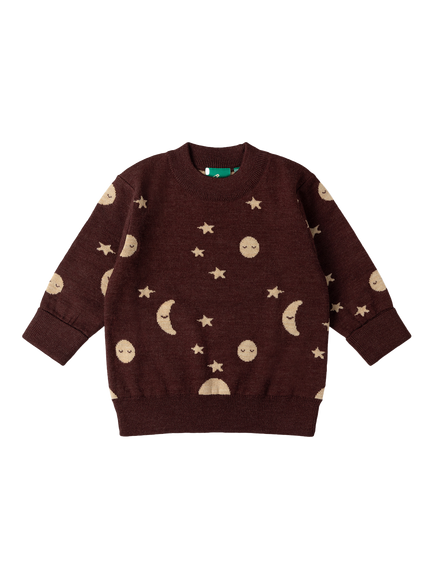 Little Green Radicals Kids' Moon Merino Wool Jumper, Brown, Brown