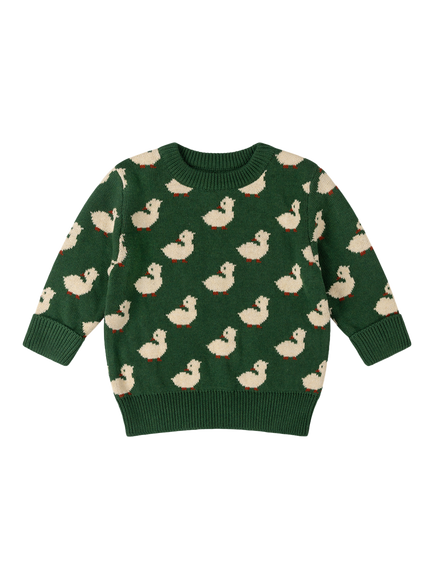 Little Green Radicals Kids' Ducks Jumper, Green, Green
