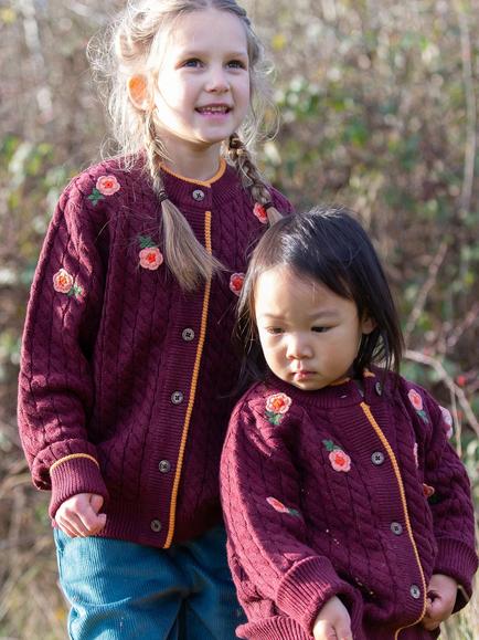 Little Green Radicals Kids' Petal Cardigan, Purple - view 2, Purple