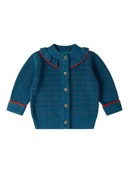 Little Green Radicals Kids' Midnight Frill Cardigan, Blue