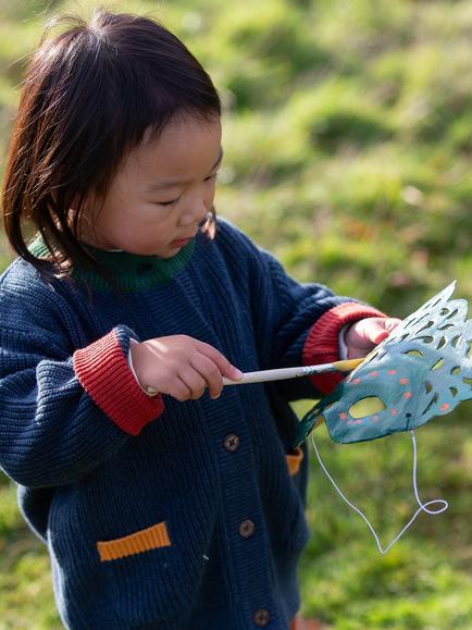 Little Green Radicals Kids' Snuggly Cardigan, Blue - view 2, Blue