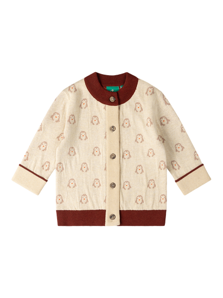 Little Green Radicals Kids' Snow Penguins Cardigan, Cream, Cream