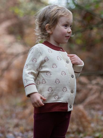 Little Green Radicals Kids' Snow Penguins Cardigan, Cream - view 2, Cream