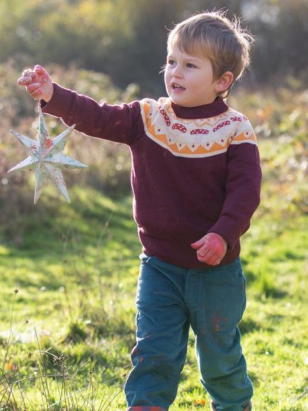 Little Green Radicals Kids' Fairisle Knit Jumper, Brown Multi - view 2, Brown Multi