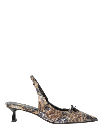 Bobbies Gigi Snake Embossed Leather Heeled Slingback Court Shoes, Boa, Boa
