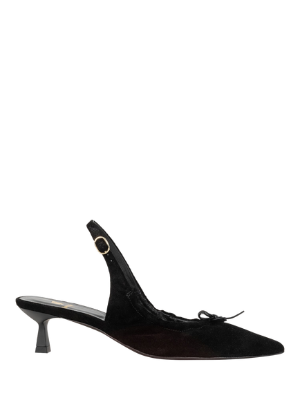 Bobbies Gigi Suede Heeled Slingback Court Shoes, Black, Black